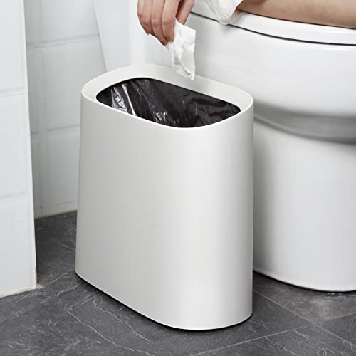 U/B Mini Trash Can, Without Lid Garbage Bin Plastic Desktop Trash Can, Small Countertop Wastebasket, for Desk, Office Kitchen, Makeup, Coffee Table (White)