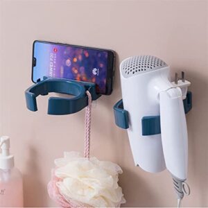 CARURLIFF Blower Holder Wall Mounted Hair Dryer Rack with Phone Comb Holder for Bathroom Wall Organizer (Pink)