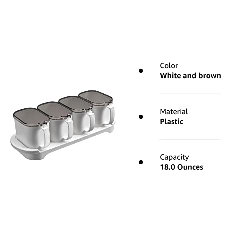 Kitchen Storage Container Condiment Jar, Multi-Compartment Condiment Container With Lid and Spoon, Used to Store Salt, Pepper, Sugar, Spices, Cornstarch and Chicken Stock Powder, etc.