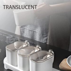 Kitchen Storage Container Condiment Jar, Multi-Compartment Condiment Container With Lid and Spoon, Used to Store Salt, Pepper, Sugar, Spices, Cornstarch and Chicken Stock Powder, etc.