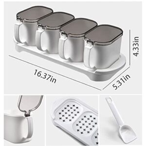 Kitchen Storage Container Condiment Jar, Multi-Compartment Condiment Container With Lid and Spoon, Used to Store Salt, Pepper, Sugar, Spices, Cornstarch and Chicken Stock Powder, etc.