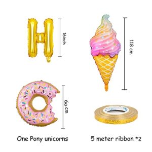 KUNGOON Ice Cream Bar Balloons Decorations,Summer Ice Cream and Donut Balloons Kit for Birthday Baby Shower Wedding Party Decorations.