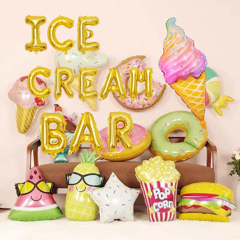 KUNGOON Ice Cream Bar Balloons Decorations,Summer Ice Cream and Donut Balloons Kit for Birthday Baby Shower Wedding Party Decorations.