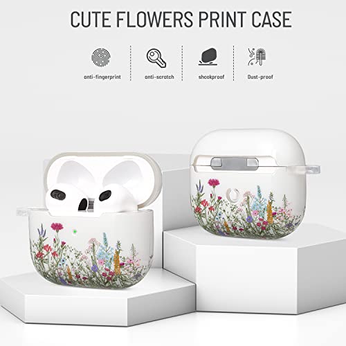 Airpods 3 Case Yellow Flowers, AirPods 3rd Generation Case 2021 for Women Girls Protective Hard Airpod Case Cover for Apple AirPods 3 with Keychain Compatible with Wireless Charging