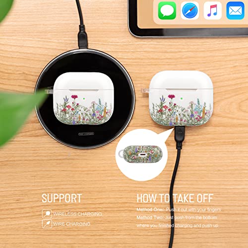 Airpods 3 Case Yellow Flowers, AirPods 3rd Generation Case 2021 for Women Girls Protective Hard Airpod Case Cover for Apple AirPods 3 with Keychain Compatible with Wireless Charging