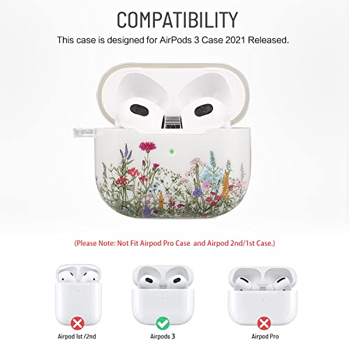 Airpods 3 Case Yellow Flowers, AirPods 3rd Generation Case 2021 for Women Girls Protective Hard Airpod Case Cover for Apple AirPods 3 with Keychain Compatible with Wireless Charging
