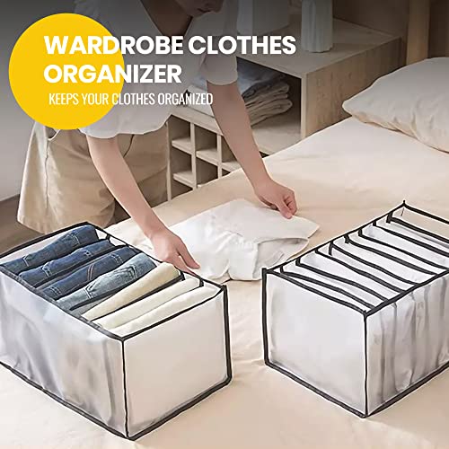 Drawer & Wardrobe Clothes Organizer for Folded Clothes - Transparent Mesh Closet and Drawer Organizers for Jeans, Pants, Leggings, T-Shirts and More (3 Pack)