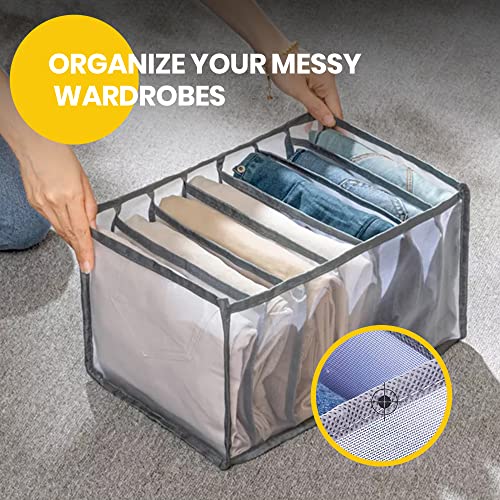 Drawer & Wardrobe Clothes Organizer for Folded Clothes - Transparent Mesh Closet and Drawer Organizers for Jeans, Pants, Leggings, T-Shirts and More (3 Pack)