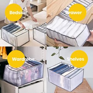 Drawer & Wardrobe Clothes Organizer for Folded Clothes - Transparent Mesh Closet and Drawer Organizers for Jeans, Pants, Leggings, T-Shirts and More (3 Pack)