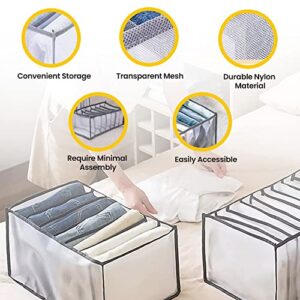 Drawer & Wardrobe Clothes Organizer for Folded Clothes - Transparent Mesh Closet and Drawer Organizers for Jeans, Pants, Leggings, T-Shirts and More (3 Pack)