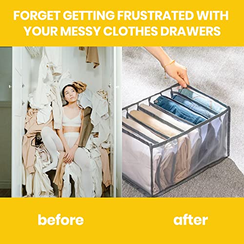 Drawer & Wardrobe Clothes Organizer for Folded Clothes - Transparent Mesh Closet and Drawer Organizers for Jeans, Pants, Leggings, T-Shirts and More (3 Pack)