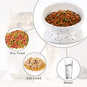 Elevated Cat Bowls Whisker Fatigue,Tilted Raised Cat Food Bowls,Ceramic Cat Bowl Whisker Friendly for Flat Faced Cats and Small Dogs,Anti-Vomiting and Reduce Neck Burden,Dishwasher and Microwave Safe