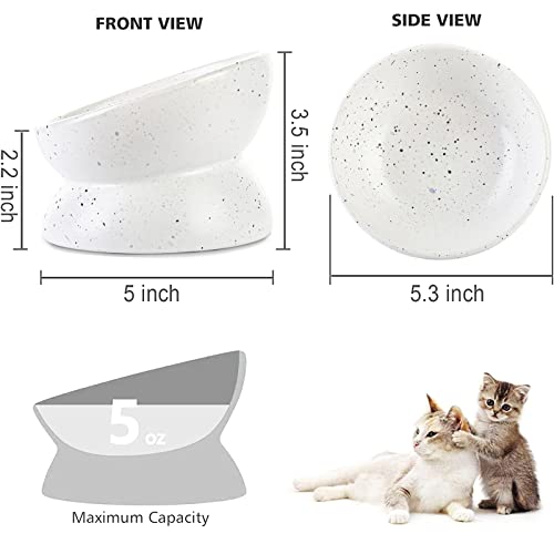 Elevated Cat Bowls Whisker Fatigue,Tilted Raised Cat Food Bowls,Ceramic Cat Bowl Whisker Friendly for Flat Faced Cats and Small Dogs,Anti-Vomiting and Reduce Neck Burden,Dishwasher and Microwave Safe