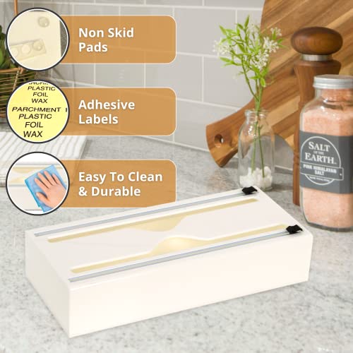 VSK Goods 2 in 1 Foil and Plastic Wrap Organizer with Cutter; Aluminum Foil Dispenser; Cling Wrap Dispenser with Cutter; Foil Organizer for Drawer; Kitchen Wrap Organizer; Plastic Wrap Organizer