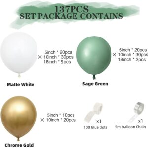 Balloon Arch Kit 139pcs Balloon Garland Kit Olive Green Latex balloons (Olive Green)