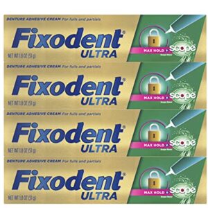 Fixodent Ultra with Scope Flavor, Denture Adhesive, 1.8 oz (Pack of 4)