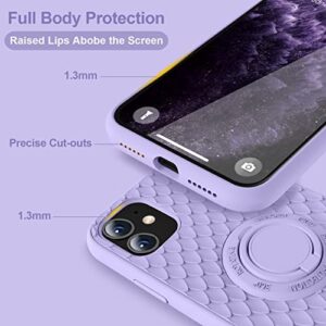 TISOOG for iPhone 11 Case [Cute 3D Dragon Scale Series] with Kickstand, Anti-Scratch Microfiber Lining, Liquid Silicone Gel Rubber Shockproof Drop Protection Case for iPhone 11 - Light Purple