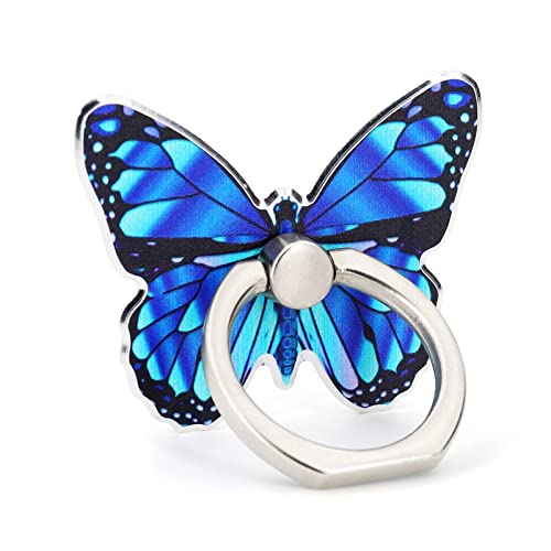 LaMignonne Butterfly Cell Phone Ring Holder Finger Ring Grip Stand 360° Rotation 180° Flip Universal Kickstand Compatible with All Smartphones (Blue)