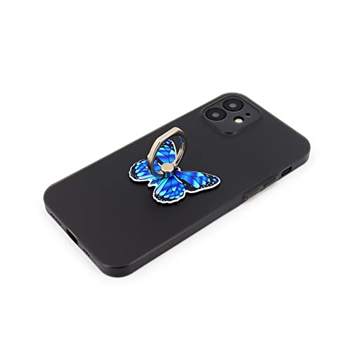 LaMignonne Butterfly Cell Phone Ring Holder Finger Ring Grip Stand 360° Rotation 180° Flip Universal Kickstand Compatible with All Smartphones (Blue)