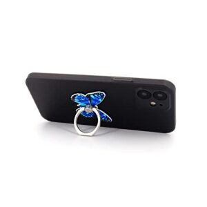 LaMignonne Butterfly Cell Phone Ring Holder Finger Ring Grip Stand 360° Rotation 180° Flip Universal Kickstand Compatible with All Smartphones (Blue)