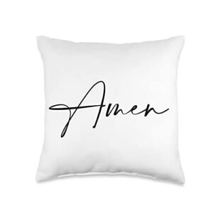 truth+ware by c & j tees amen pray simple lettering tee throw pillow, 16x16, multicolor