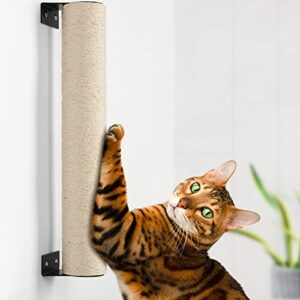 bebobly wall mounted cat scratching post for indoor cats | kitten wall shelves climbing furniture| sisal rope cat claw scratcher tree | solid wooden walkway for cage mounted climbing relaxing