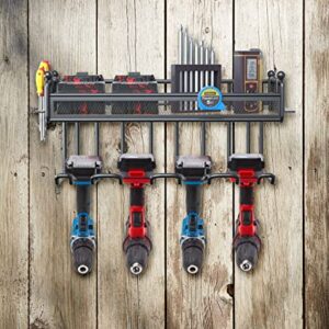 Power Tool Organizer Drill Holder Wall Mount Cordless Drill Storage with 2 Screwdriver Holder, Heavy Duty Tool Organizers And Storage, Tool Garage Organization Tool Rack,Father's Day Gifts