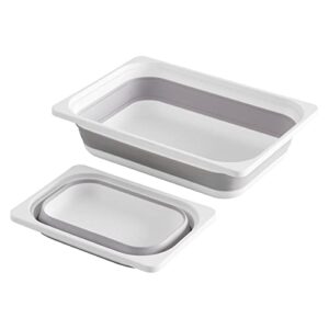 beright 2 pack storage bins, collapsible wash basin folding dish tub sink, space saving for dishing, fruit, and camping, hiking and home, grey, 2 in 1 set