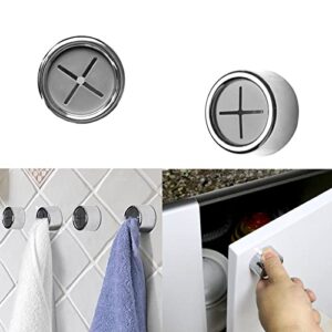 6Packs Kitchen Towel Hooks, Round Self Adhesive Wall Mount Dish Towel Hook Hangers, (Push to Hanging) Drilling Hand Towel Hook Holders with Premium Chrome Finish for Kitchen, Bathroom, Cabinet