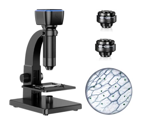 Digital Microscope, 0X-2000X Biological Microscope, WiFi ＆ USB Connection with Dual Lens, 11 LEDs, iOS ＆ Android Windows MacOS Compatible, for School Laboratory Home Education