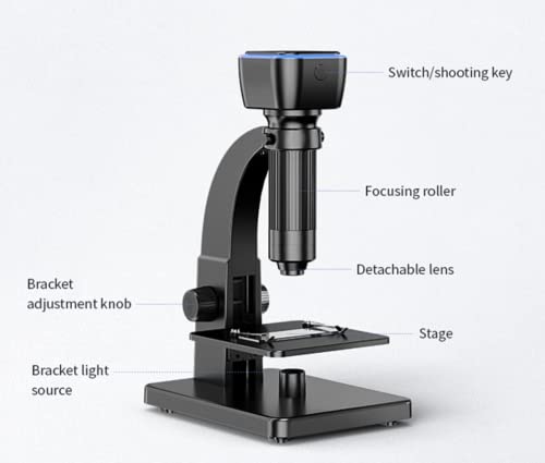 Digital Microscope, 0X-2000X Biological Microscope, WiFi ＆ USB Connection with Dual Lens, 11 LEDs, iOS ＆ Android Windows MacOS Compatible, for School Laboratory Home Education