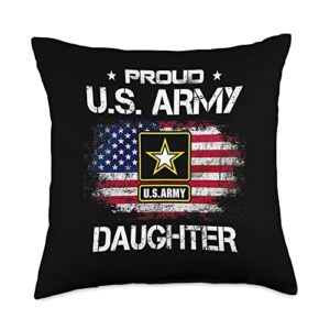 us army family shirt for men women veteran proud daughter of a us army veteran throw pillow, 18x18, multicolor