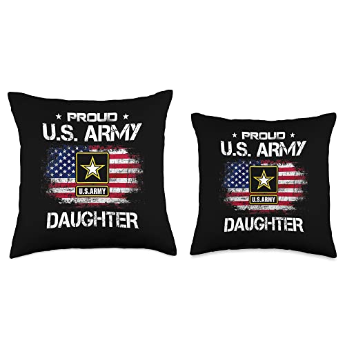 US Army Family Shirt For Men Women Veteran Proud Daughter of A US Army Veteran Throw Pillow, 18x18, Multicolor