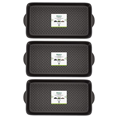 Matace 100% Rubber Boots Tray for Entryway - Rubber Mat - Shoe Tray - Rubber Shoe Mats for Shoes and Boots - Indoor and Outdoor Use, 3 Pack, 27.95"x 15.74", Black