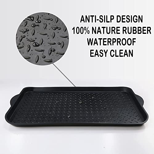 Matace 100% Rubber Boots Tray for Entryway - Rubber Mat - Shoe Tray - Rubber Shoe Mats for Shoes and Boots - Indoor and Outdoor Use, 3 Pack, 27.95"x 15.74", Black