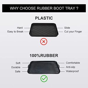 Matace 100% Rubber Boots Tray for Entryway - Rubber Mat - Shoe Tray - Rubber Shoe Mats for Shoes and Boots - Indoor and Outdoor Use, 3 Pack, 27.95"x 15.74", Black