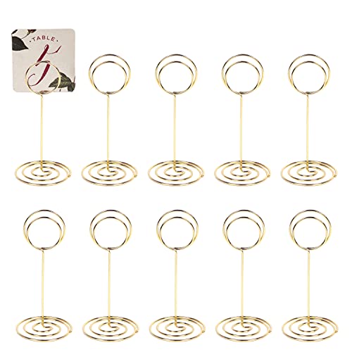 KIMOBER 24PCS Table Number Holders, Round Place Card Holder,Tabletop Memo Note Stand Picture Photo Picks Card Clips for Wedding Birthday Party(Gold)