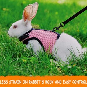 JuWow Bunny Rabbit Harness and Leash, Harness Adjustable Buckle Breathable Mesh Vest for Bunny Rabbits Walking Runnig Hiking Camping Outdoor (Chest:10.8-12.9 in, Pink)