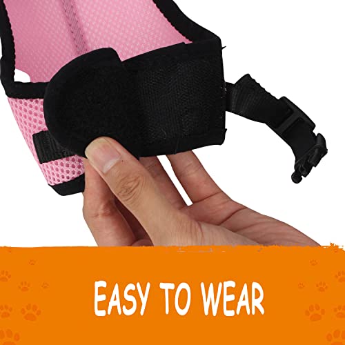 JuWow Bunny Rabbit Harness and Leash, Harness Adjustable Buckle Breathable Mesh Vest for Bunny Rabbits Walking Runnig Hiking Camping Outdoor (Chest:10.8-12.9 in, Pink)