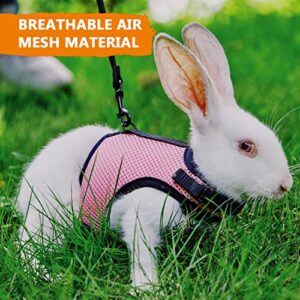 JuWow Bunny Rabbit Harness and Leash, Harness Adjustable Buckle Breathable Mesh Vest for Bunny Rabbits Walking Runnig Hiking Camping Outdoor (Chest:10.8-12.9 in, Pink)