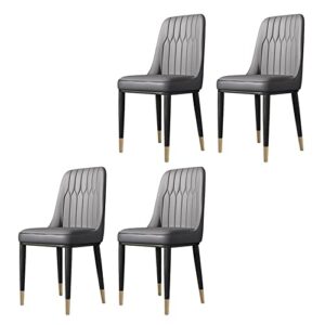 litfad metal dining room side chair modern style parsons armless dining chairs set for 4 luxurious leather restaurant chairs - silver gray set of 4 brass/gold legs