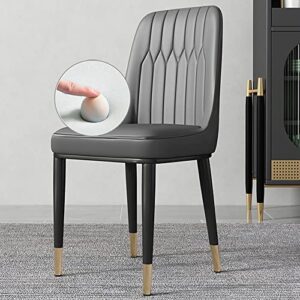 LITFAD Metal Dining Room Side Chair Modern Style Parsons Armless Dining Chairs Set for 4 Luxurious Leather Restaurant Chairs - Silver Gray Set of 4 Brass/Gold Legs