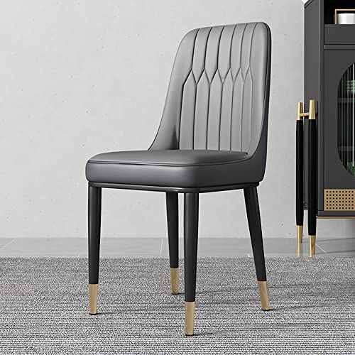 LITFAD Metal Dining Room Side Chair Modern Style Parsons Armless Dining Chairs Set for 4 Luxurious Leather Restaurant Chairs - Silver Gray Set of 4 Brass/Gold Legs