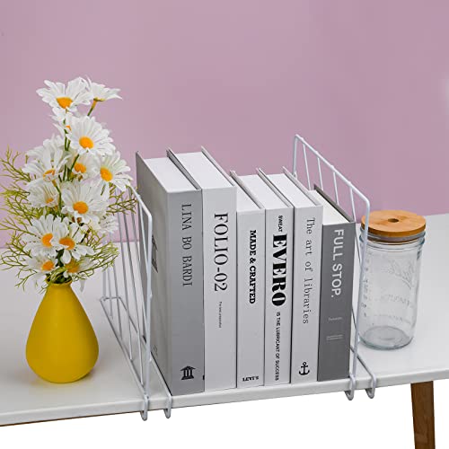 Hiziwimi 4 PCS White Metal Shelf Dividers, Multi-Functional Shelf Separator, Adjustable Clothing Organizer, White Hollow Dividers for Storage, Wood Closet, Kitchen and Office Shelves (White-4pc)