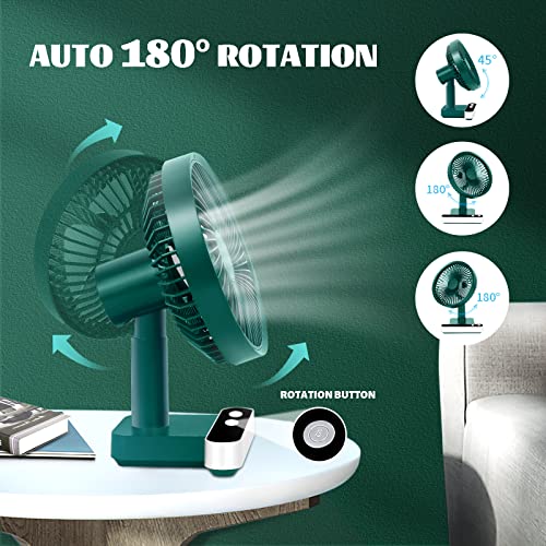 Table Fan Desk Fan, Small Oscillating Fan & Super Quiet, Desktop Fan Silent 180°Rotated, Small Electric Fan 5000mAh Rechargeable Battery Powered Fan 4-11Hs for Home Office Bedroom