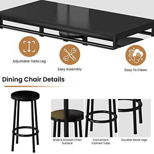 Recaceik Dining Table Set for 4 Bar Kitchen Table and Chairs for 4, 5 Piece Dining Table Set Counter Height Dinner Table with 4 Bar Stool, Dining Room Breakfast Table Set for Apartment