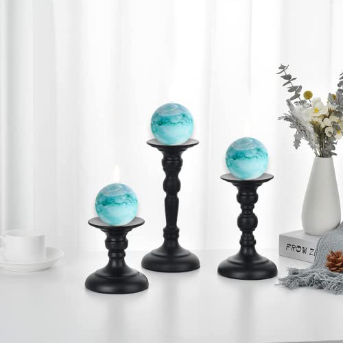 LPUSA Tie-dye Turquoise Rustic Ball Pillar Candles-3 Inch Unscented Round Candles for Wedding Decoration, Celebrations, Holiday Candles, and Home Decor - Set of 3 Paraffin Sphere Candles