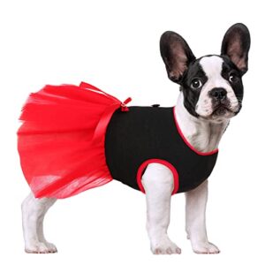 phiyolin dog dress, pet princess dress red organza puppy dress with cute bow, pet dress with diamond dog skirt for small to medium dogs(m,red)