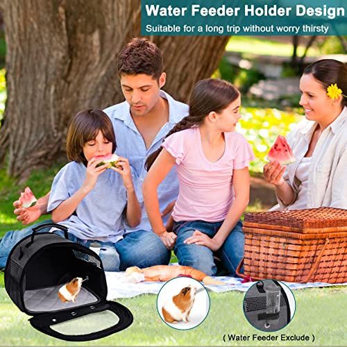 Zhilishu Guinea Pig Carrier, Small Pet Hamster Carrier Bag, Rabbit Bunny Travel Carrier Outdoor Handbag, Breathable Carrier for Small Animals with Water Bottle Holder & Removable Liner (Grey)