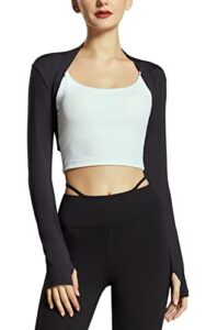 feoya women's anti-uv arm cover shrug breathable cooler shrug for golf riding jogging shawl arm sleeves black s